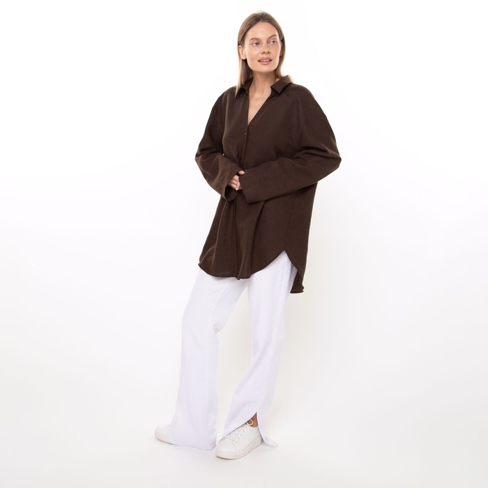 Рубашка женская, цвет тёмно-коричневый, размер 48 60989
