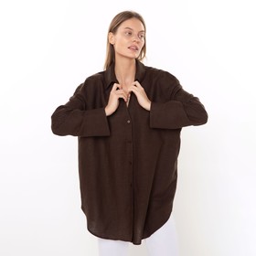 Рубашка женская, цвет тёмно-коричневый, размер 50