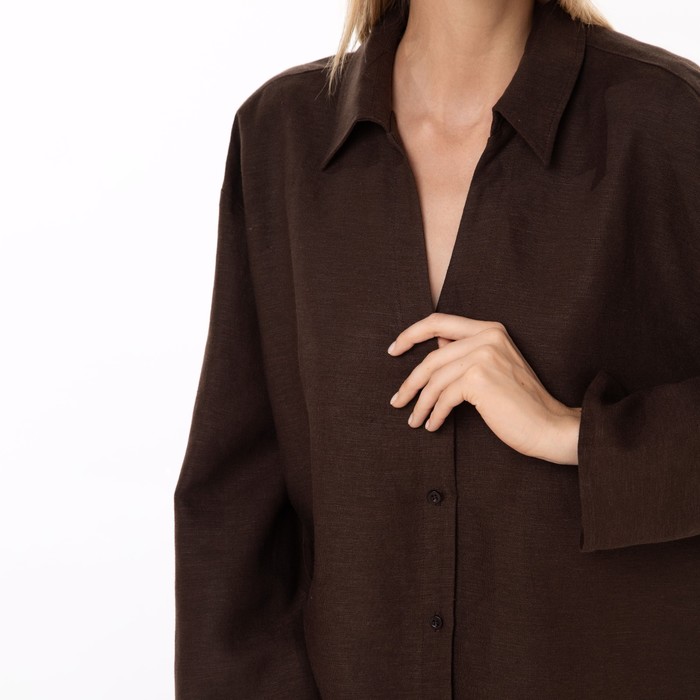 Рубашка женская, цвет тёмно-коричневый, размер 50 60990