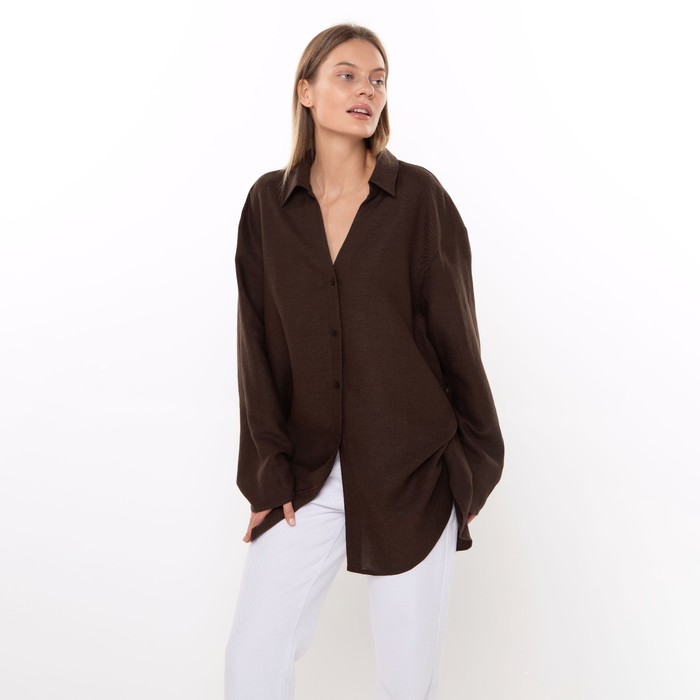 Рубашка женская, цвет тёмно-коричневый, размер 50 60990