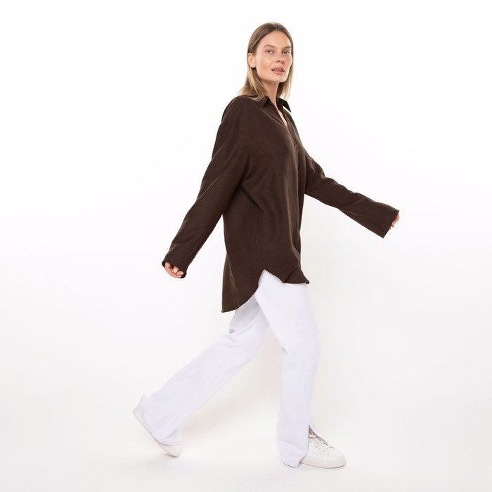 Рубашка женская, цвет тёмно-коричневый, размер 50 60990
