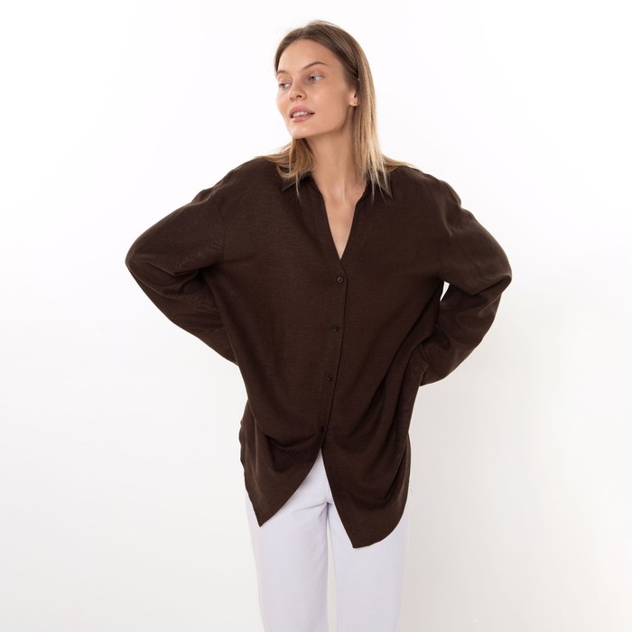 Рубашка женская, цвет тёмно-коричневый, размер 50 60990