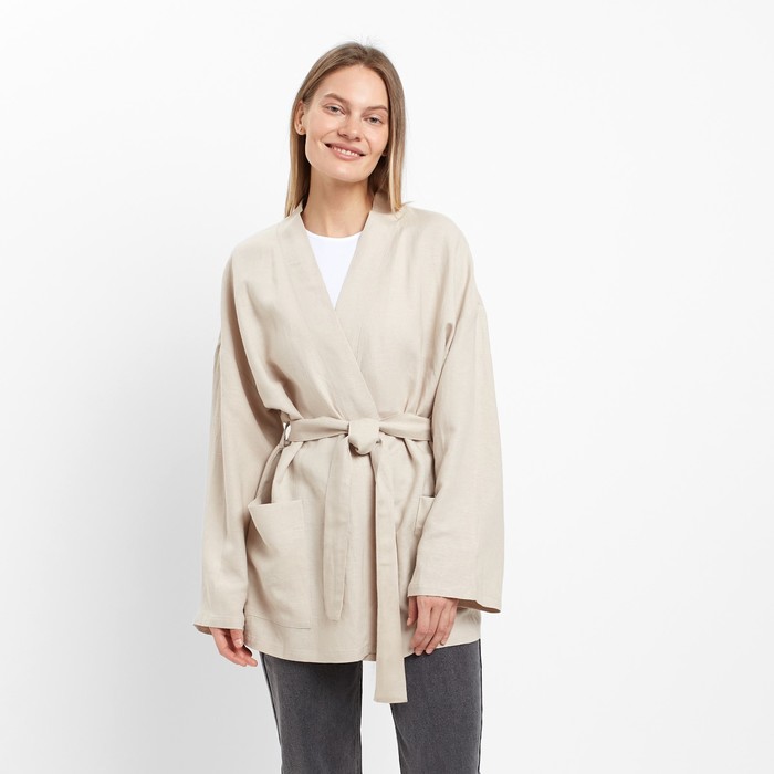 Жакет женский, цвет бежевый, размер 46 - Фото 1