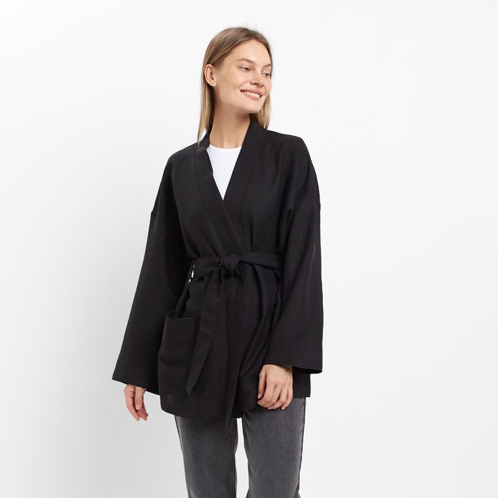 Жакет женский, цвет чёрный, размер 46 - Фото 1