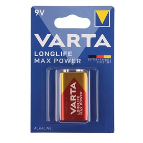 Батарейка алкалиновая Varta LONGLIFE MAX POWER, 6LR61-1BL, 9В, крона, блистер, 1 шт. 9526186