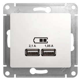 Розетка USB SchE GSL000133 Glossa, СП, 2 розетки, цвет белый