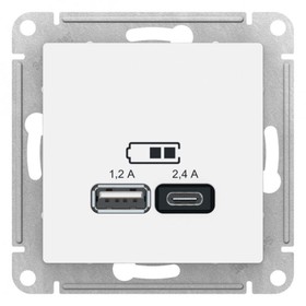 Розетка USB SchE ATN000139 AtlasDesign 5В/2 .4А 2х5В/1.2А механизм, цвет белый