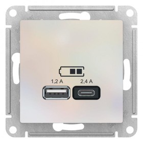 Розетка USB SchE ATN000439 AtlasDesign 5В/2 .4А 2х5В/1.2А механизм жемчуж. SchE ATN000439