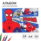 Альбом для рисования А4, 24 листа 100 г/м², на скрепке, Человек-паук - фото 2664302