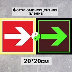 Табличка Направляющая стрелка «Фотолюминесцентная основа» 200×200