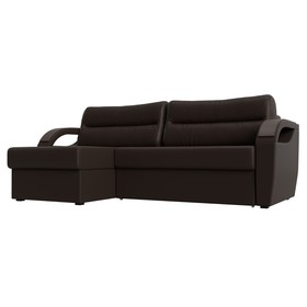 Угловой диван «Форсайт», левый угол, механизм еврокнижка, экокожа, цвет коричневый