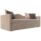 Детский прямой диван «Дориан», велюр, цвет бежевый / коричневый - фото 298453514