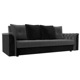 Прямой диван «Сиеста», механизм книжка, велюр, цвет серый / чёрный