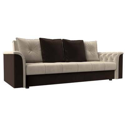 Прямой диван «Сиеста», механизм книжка, микровельвет, цвет бежевый / коричневый