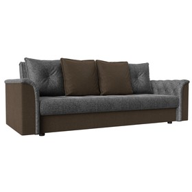 Прямой диван «Сиеста», механизм книжка, рогожка, цвет серый / коричневый