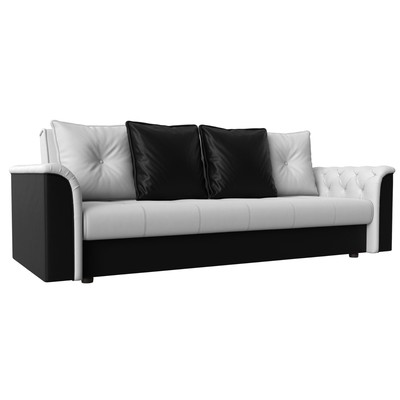 Прямой диван «Сиеста», механизм книжка, экокожа, цвет белый / чёрный