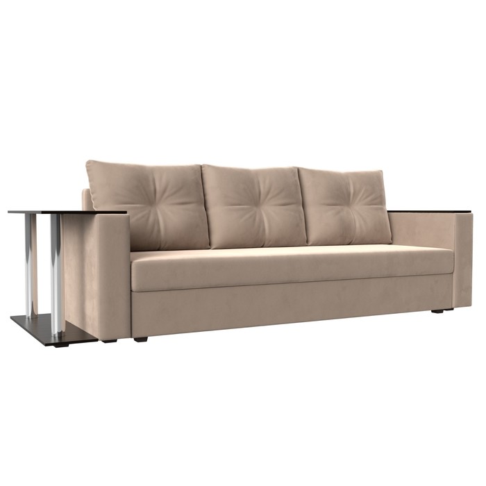 Диван прямой «Атланта Лайт», стол слева, механизм еврокнижка, велюр, цвет бежевый