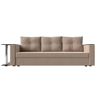 Диван прямой «Атланта Лайт», стол слева, механизм еврокнижка, велюр, цвет бежевый