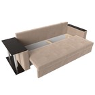 Прямой диван «Атланта Лайт», стол слева, механизм еврокнижка, велюр, цвет бежевый - Фото 3