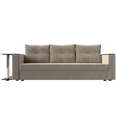 Прямой диван «Атланта Лайт», стол слева, механизм еврокнижка, микровельвет, цвет бежевый