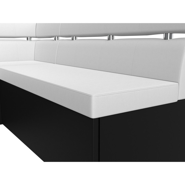 Кухонный угловой диван «Классик», левый угол, дельфин, экокожа, цвет белый / чёрный - фото 1888537497
