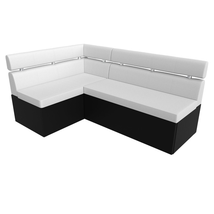 Кухонный угловой диван «Классик», левый угол, дельфин, экокожа, цвет белый / чёрный - фото 1888537498