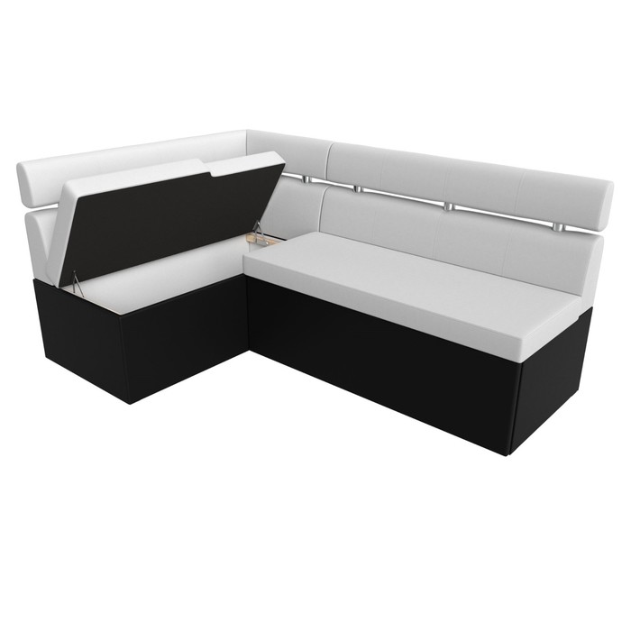 Кухонный угловой диван «Классик», левый угол, дельфин, экокожа, цвет белый / чёрный - фото 1888537500