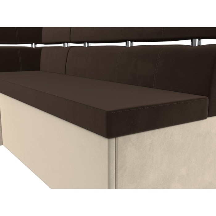 Кухонный угловой диван «Классик», левый угол, дельфин, микровельвет, коричневый / бежевый - фото 1888537515
