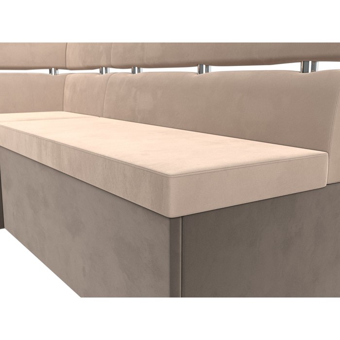 Кухонный угловой диван «Классик», левый угол, дельфин, велюр, цвет бежевый / коричневый - фото 1888537543