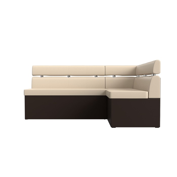 Кухонный угловой диван «Классик», правый угол, дельфин, экокожа, цвет бежевый / коричневый - фото 1887056717
