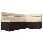 Кухонный угловой диван «Классик», правый угол, дельфин, экокожа, цвет бежевый / коричневый - Фото 3