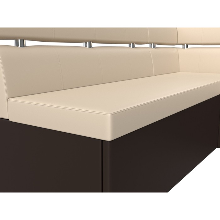 Кухонный угловой диван «Классик», правый угол, дельфин, экокожа, цвет бежевый / коричневый - фото 1926630406