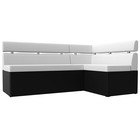Кухонный угловой диван «Классик», правый угол, дельфин, экокожа, цвет белый / чёрный - Фото 1