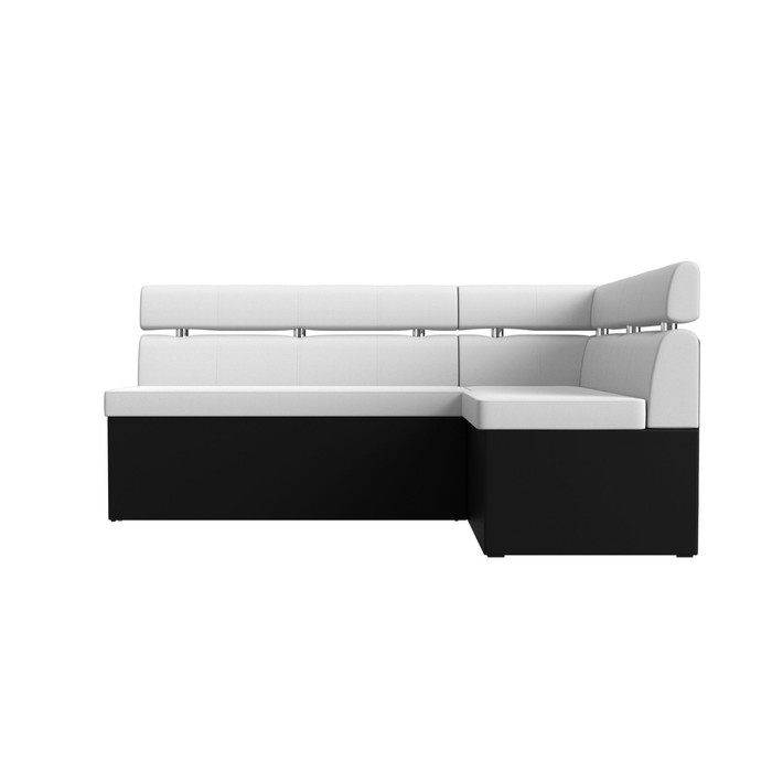 Кухонный угловой диван «Классик», правый угол, дельфин, экокожа, цвет белый / чёрный - фото 1907656293