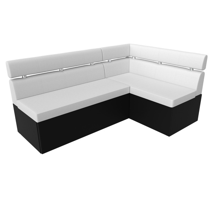 Кухонный угловой диван «Классик», правый угол, дельфин, экокожа, цвет белый / чёрный - фото 1888537574