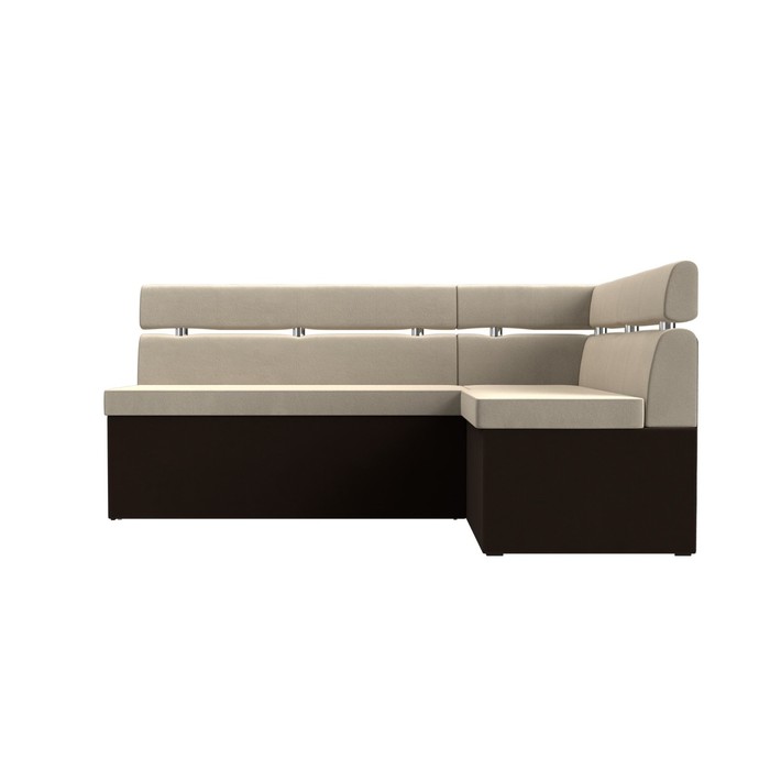 Кухонный угловой диван «Классик», правый угол, дельфин, микровельвет, бежевый / коричневый - фото 1907656301