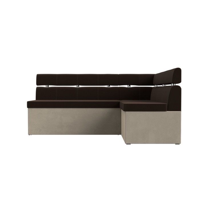 Кухонный угловой диван «Классик», правый угол, дельфин, микровельвет, коричневый / бежевый - фото 1926630432