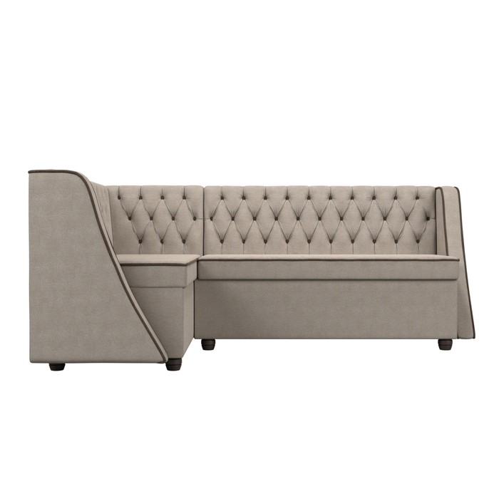Кухонный угловой диван «Лофт», левый угол, рогожка, цвет бежевый / коричневый - фото 1907656393