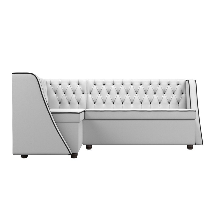 Кухонный угловой диван «Лофт», левый угол, экокожа, цвет белый / чёрный - фото 1907656411