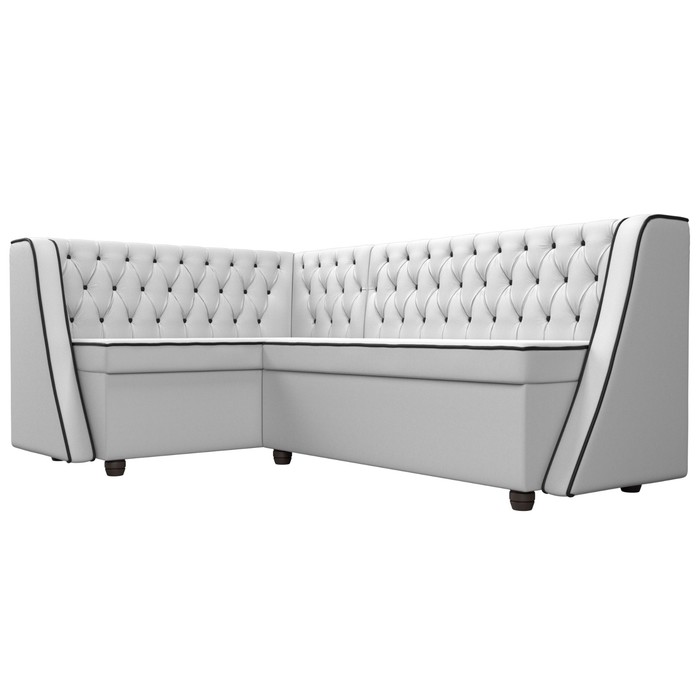 Кухонный угловой диван «Лофт», левый угол, экокожа, цвет белый / чёрный - фото 1907656412