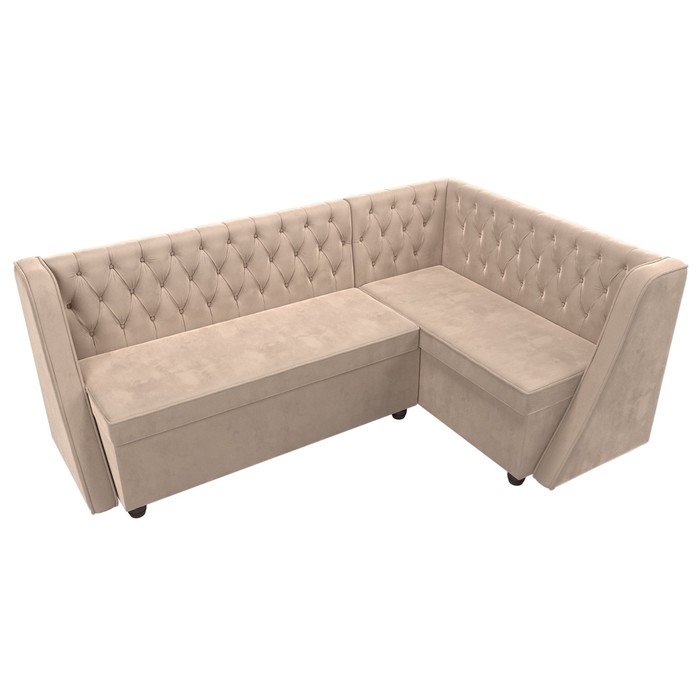 Кухонный угловой диван «Лофт», правый угол, велюр, цвет бежевый - фото 1907656428