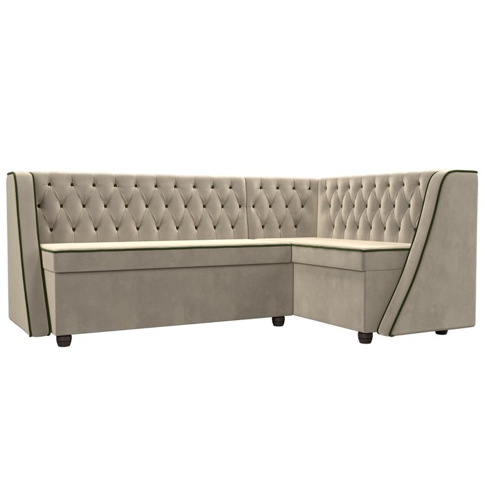 Кухонный угловой диван «Лофт», правый угол, микровельвет, цвет бежевый / зелёный - фото 1907656440