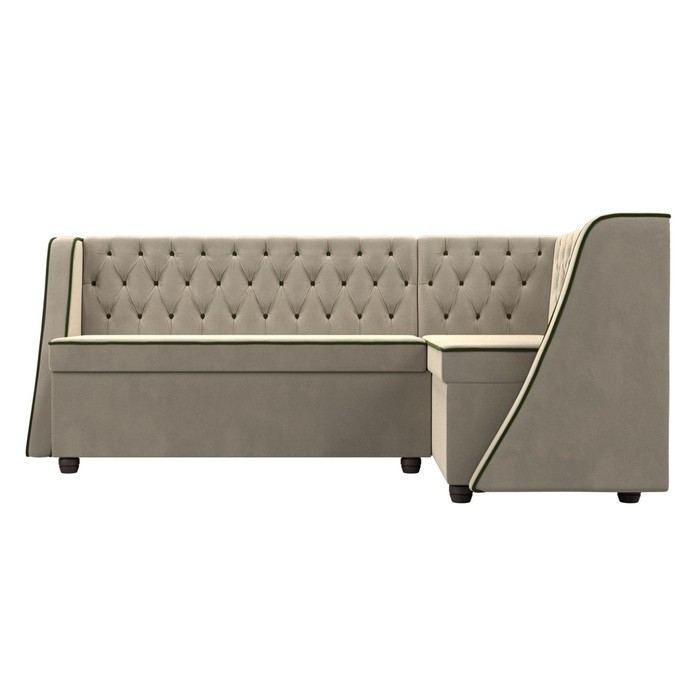 Кухонный угловой диван «Лофт», правый угол, микровельвет, цвет бежевый / зелёный - фото 1907656441