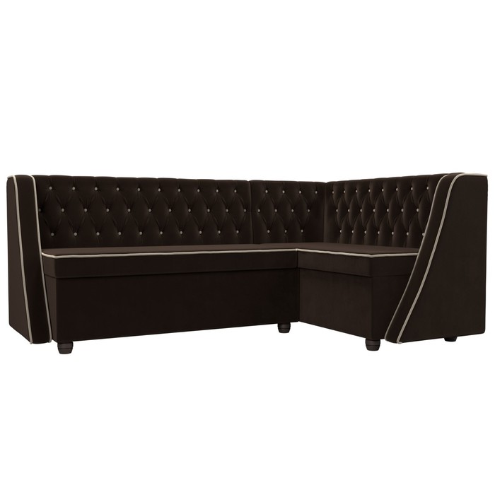 Кухонный угловой диван «Лофт», правый угол, микровельвет, цвет коричневый / бежевый - фото 1907656450