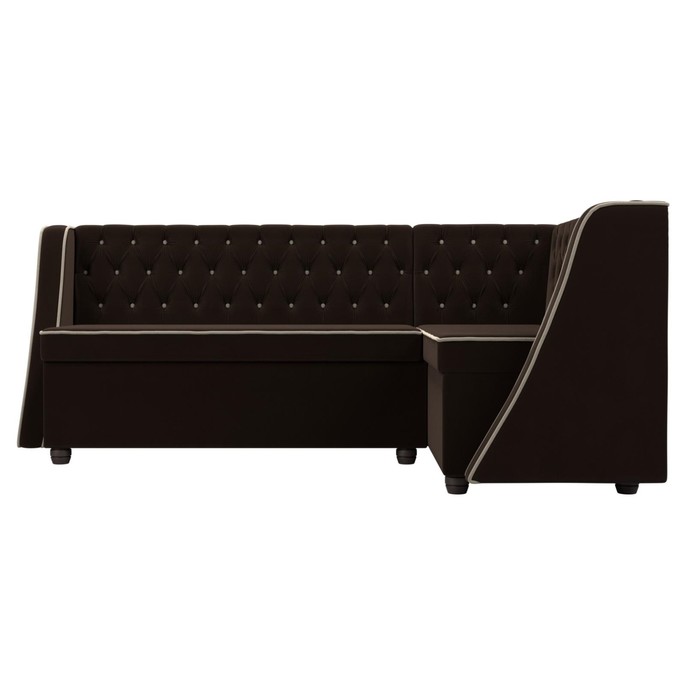 Кухонный угловой диван «Лофт», правый угол, микровельвет, цвет коричневый / бежевый - фото 1907656451
