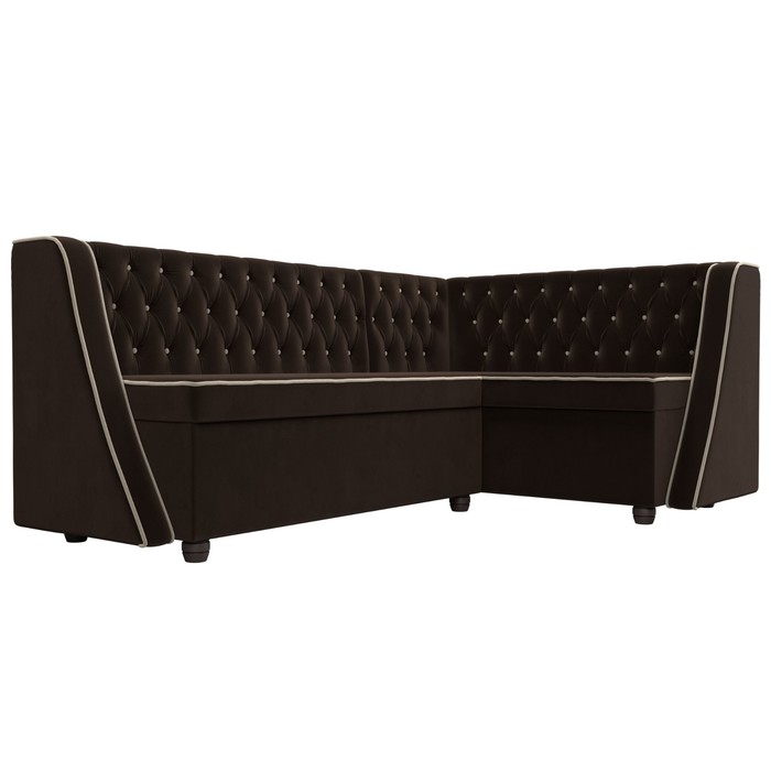 Кухонный угловой диван «Лофт», правый угол, микровельвет, цвет коричневый / бежевый - фото 1907656452