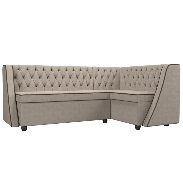 Кухонный угловой диван «Лофт», правый угол, рогожка, цвет бежевый / коричневый
