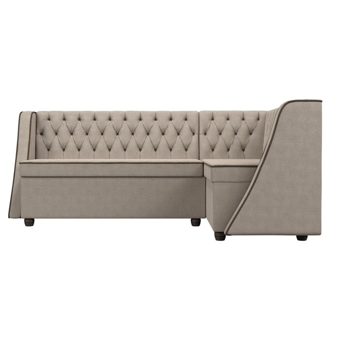Кухонный угловой диван «Лофт», правый угол, рогожка, цвет бежевый / коричневый - фото 1907656459