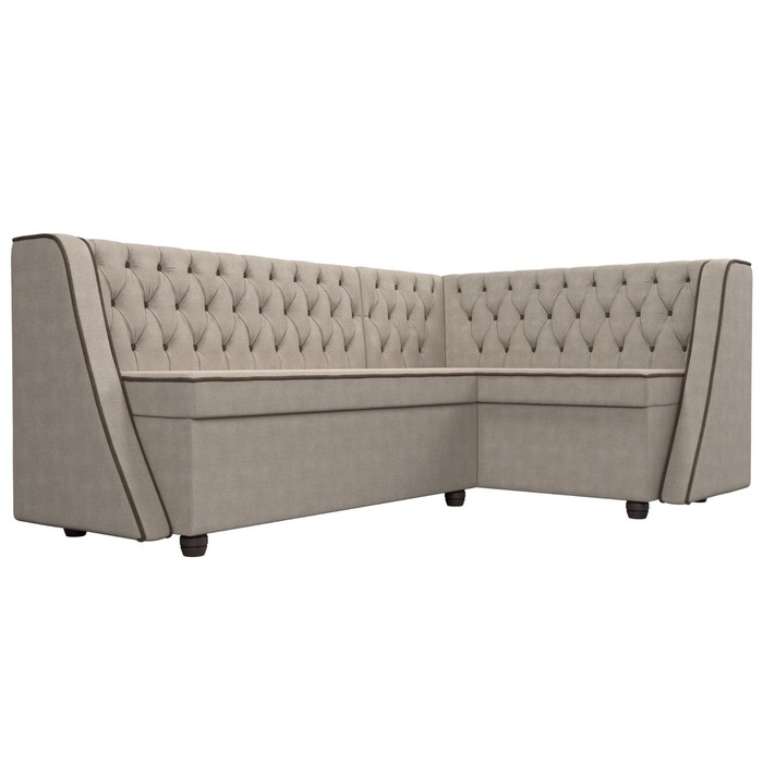 Кухонный угловой диван «Лофт», правый угол, рогожка, цвет бежевый / коричневый - фото 1907656460