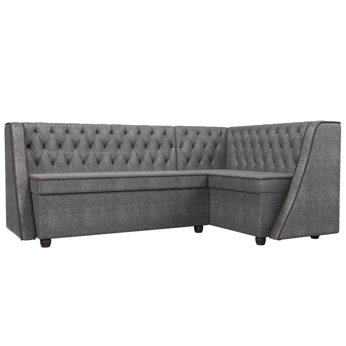 Кухонный угловой диван «Лофт», правый угол, рогожка, цвет серый / коричневый